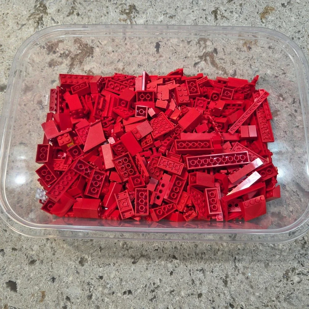 LEGO Red Bulk Bricks Plates Parts Pieces Lot 2lb 11oz Mixed Assortment